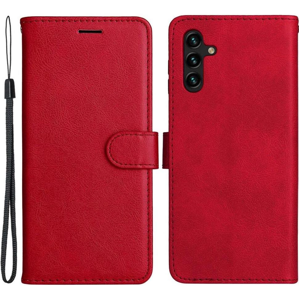 Cover-Discount Galaxy A14 - Leder Etui Hülle rot (Samsung Galaxy A14), Smartphone Hülle, Rot