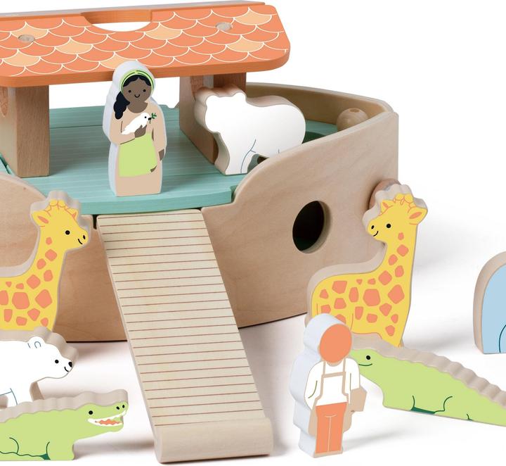 Actual product image Classic World Noah's Ark" wooden boat building set with animals, 16d