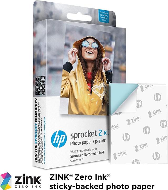 Actual product image HP Sprocket Fotopapier Zink (290 g/m², Photo (5x7.6cm), 50 x)
