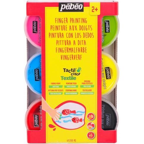 Thumbnail - Pebeo, Künstlerfarbe + Bastelfarbe, Tactilcolor Textile 6 sortiert Töpfe (100 ml)
