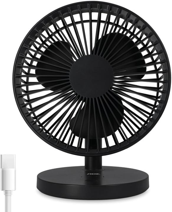 ADE Tischventilator kabellos Anthrazit, Typ: Tischventilator (22 dB)