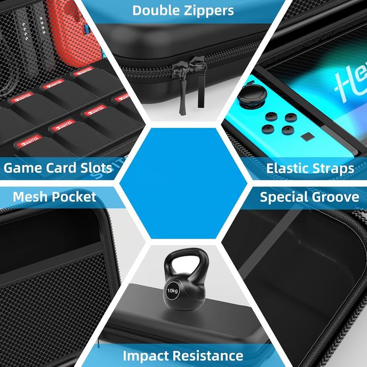 Produktbild PhoneLook Schutzhülle Tragetasche für Nintendo Switch (1. Generation) mit Fächern und Belüftung (Switch)