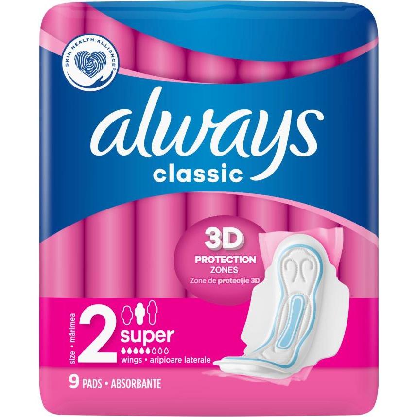 Always, Binden, Immer Sanitärpolster mit Flügeln, klassischem Maxi, 9 Stücke (Hit) (9 x, Damenbinden)