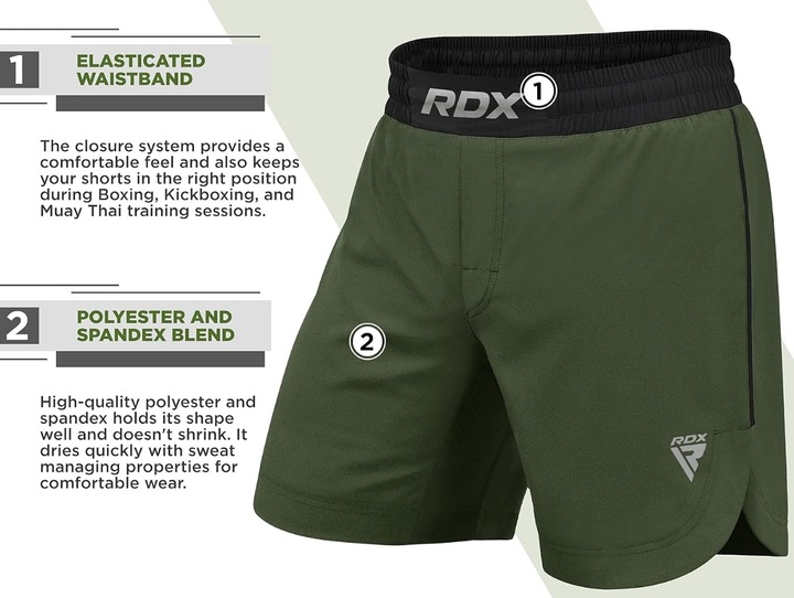 Immagine prodotto Rdx Shorts Mma T15 Vert Armée-S (S)