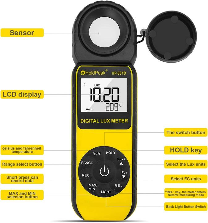 Produktbild Holdpeak 881D Lichtmessgerät (Blitzgerät Ersatzteile)