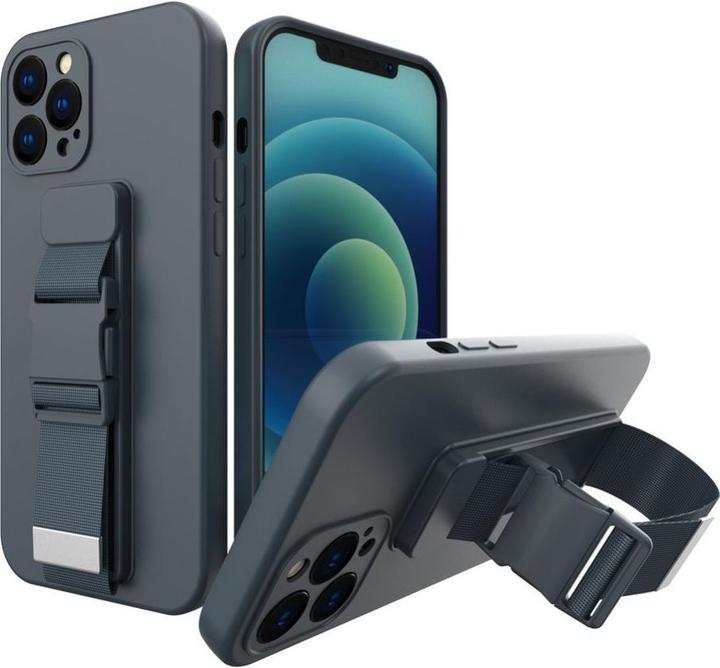 Hurtel Rope case gel case with a chain lanyard bag lanyard iPhone 12 Pro Max navy blue (Apple iPhone 12 Pro Max)