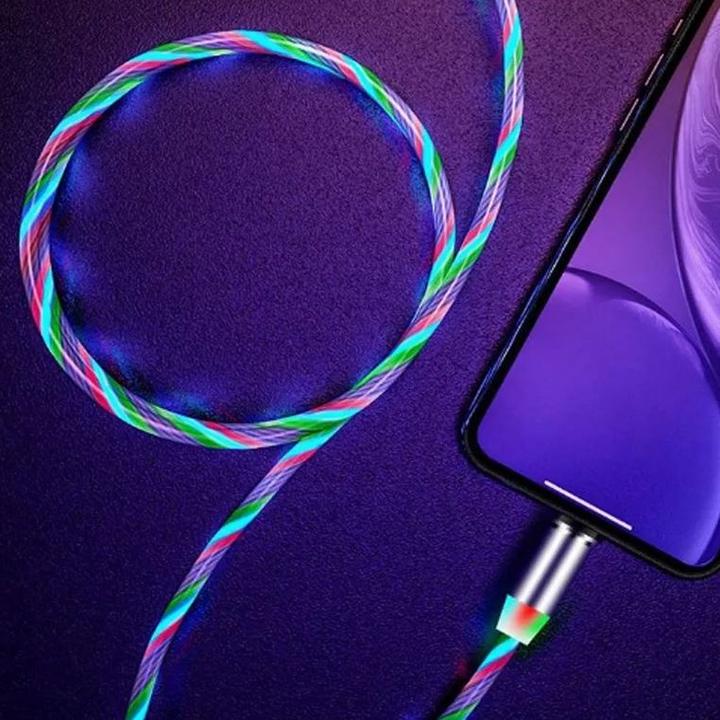 Actual product image PhoneLook 3 in 1 USB charging cable with LED light and magnetic charging attachments (1 m, USB 3.0)