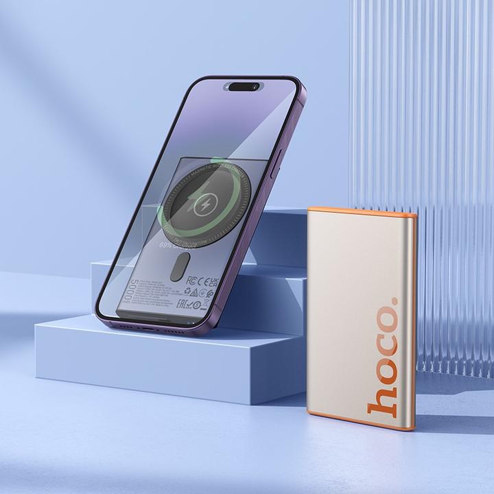 Actual product image Hoco - Q32 Bird PD20W Wireless Magnetic Power Bank, 5000mAh für Smartphones und Tablets, dunkelgrau (5000 mAh, 20 W, 19.25 Wh)