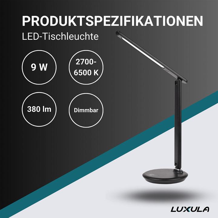 Actual product image Luxula LED table lamp LX700150, dimmable, CCT function, 9W, black (380 lm)