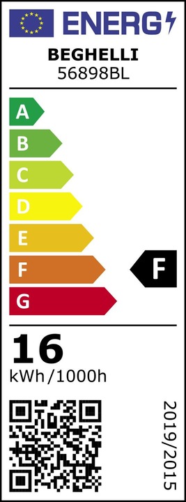 Energie-Label Beghelli Super LED Energiesparlampe 16 W E27 F (E27, 16 W, 1600 lm, 1 x, F)