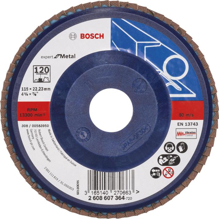 Actual product image Bosch Professional Zubehör Flap disc X551 Expert for Metal, straight, 115 mm, 120 (120)