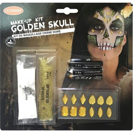 Goodmark Schminkset - Golden Skull - Make-up mit Zubehör