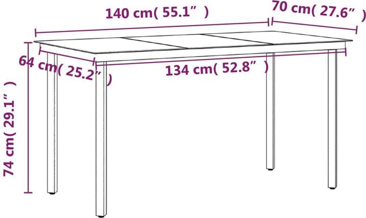 Produktbild vidaXL Garten Essgruppe (140 x 70 x 74 cm)