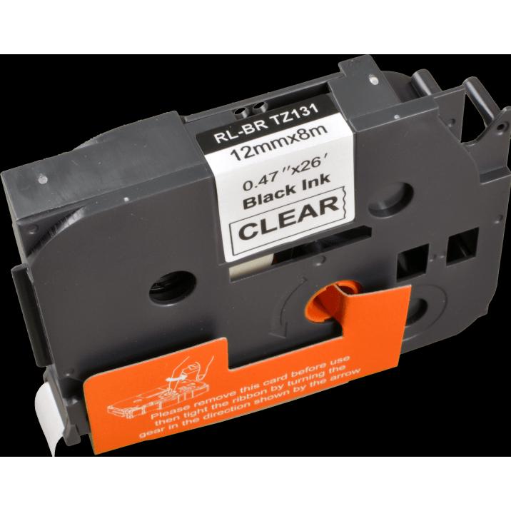 Ampertec, Beschriftungsband, P-Touch Band kompatibel zu TZe-131 schwarz auf transparent 12mm / 8m (1.20 cm, Schwarz)