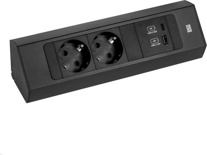 Actual product image Bachmann CASIA 2 2x socket 1x USB charger A/C (932.102) black, short (2x, CEE 7/3, 2 m)