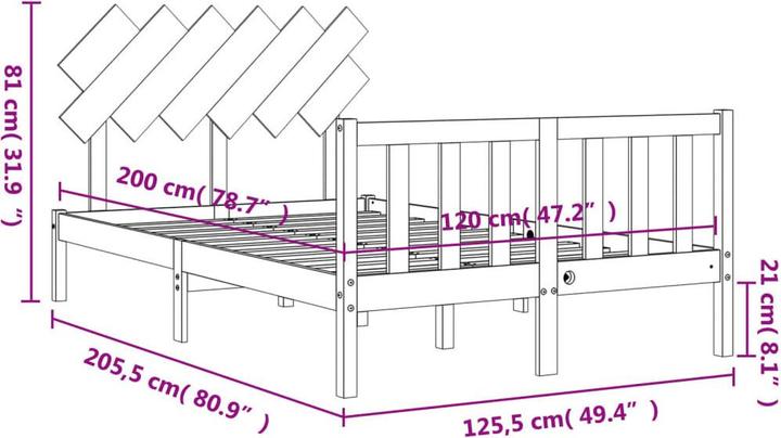 Actual product image vidaXL Bettrahmen (120 x 200 cm)