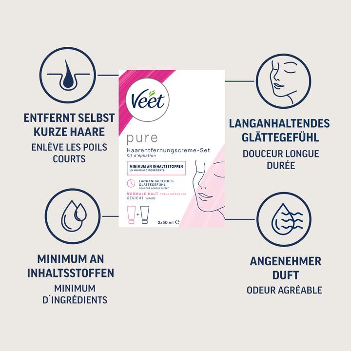 Immagine prodotto Veet Kit per la rimozione dei capelli Ispirazioni essenziali per il viso (50 ml, 2 x, 134 g)
