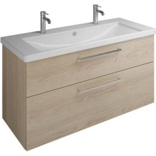 Thumbnail - burgbad, Badmöbelset, Eqio Keramik-Doppelwaschtisch inklusive Waschtischunterschrank, Breite 1230 mm