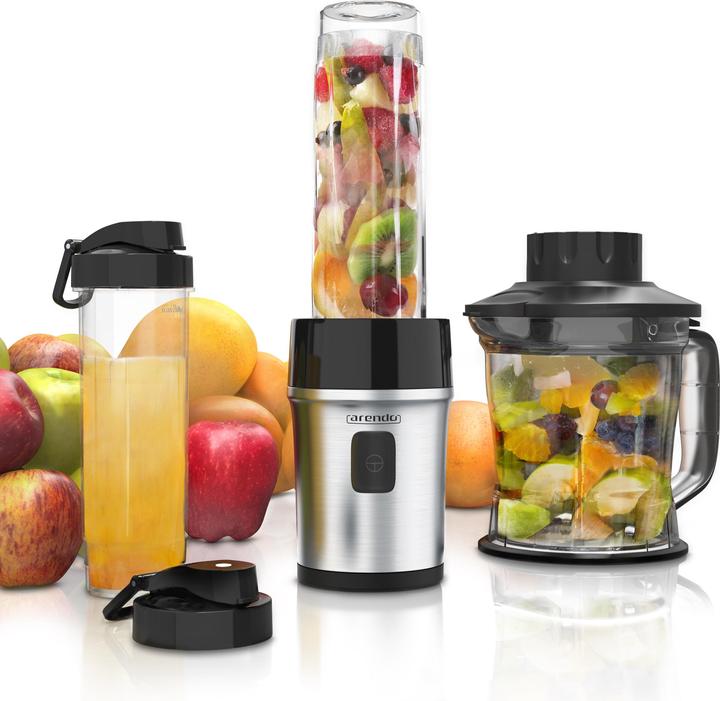 Immagine prodotto Arendo Impastatrice 700 W, frullatore e tritatutto in acciaio inox 1,2L 2IN1 incl. 2x vasi per frullatore (1200 ml, 700 W)
