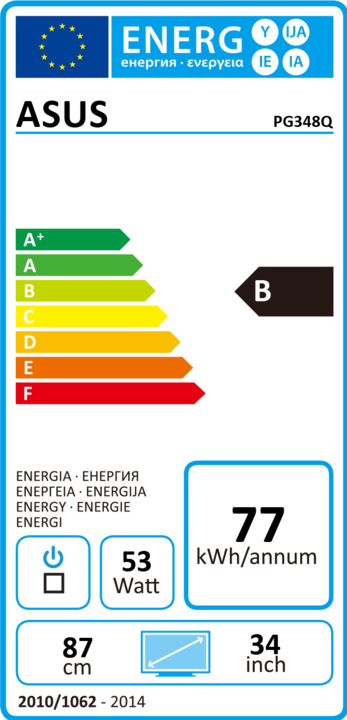 Energy Label ASUS ROG Swift PG348Q (3440 x 1440 pixels, 34")
