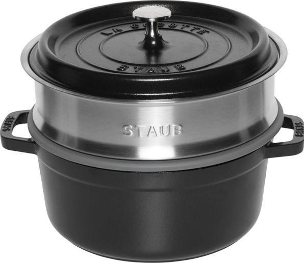 Produktbild Staub Cocotte mit Dämpfeinsatz, 24 cm | Schwarz | rund | Gusseisen (40508-814-0) (24 cm, Gusseisen)