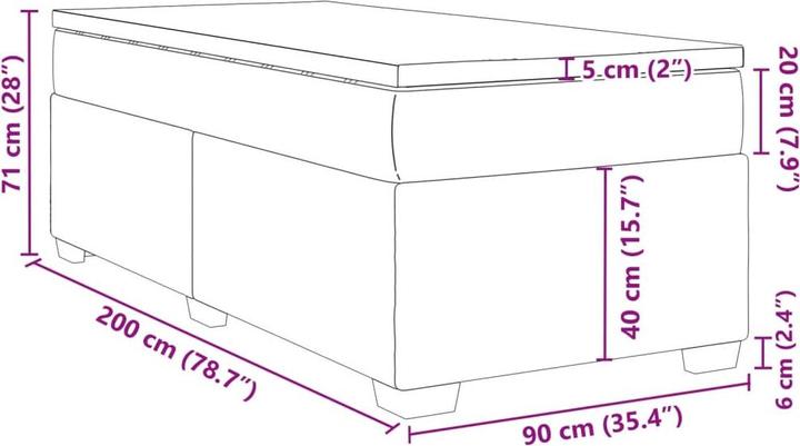 Actual product image vidaXL Boxspringbett (90 x 200 cm)