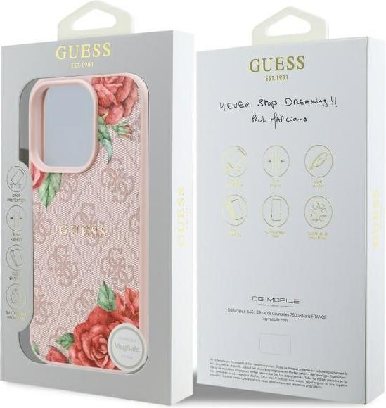 Productafbeelding Guess GUHMP16XP4ROPEMCP iPhone 16 Pro Max 6.9 roze/roze hardcase 4G Bloemen Print MagSafe (Apple iPhone 16 Pro Max)