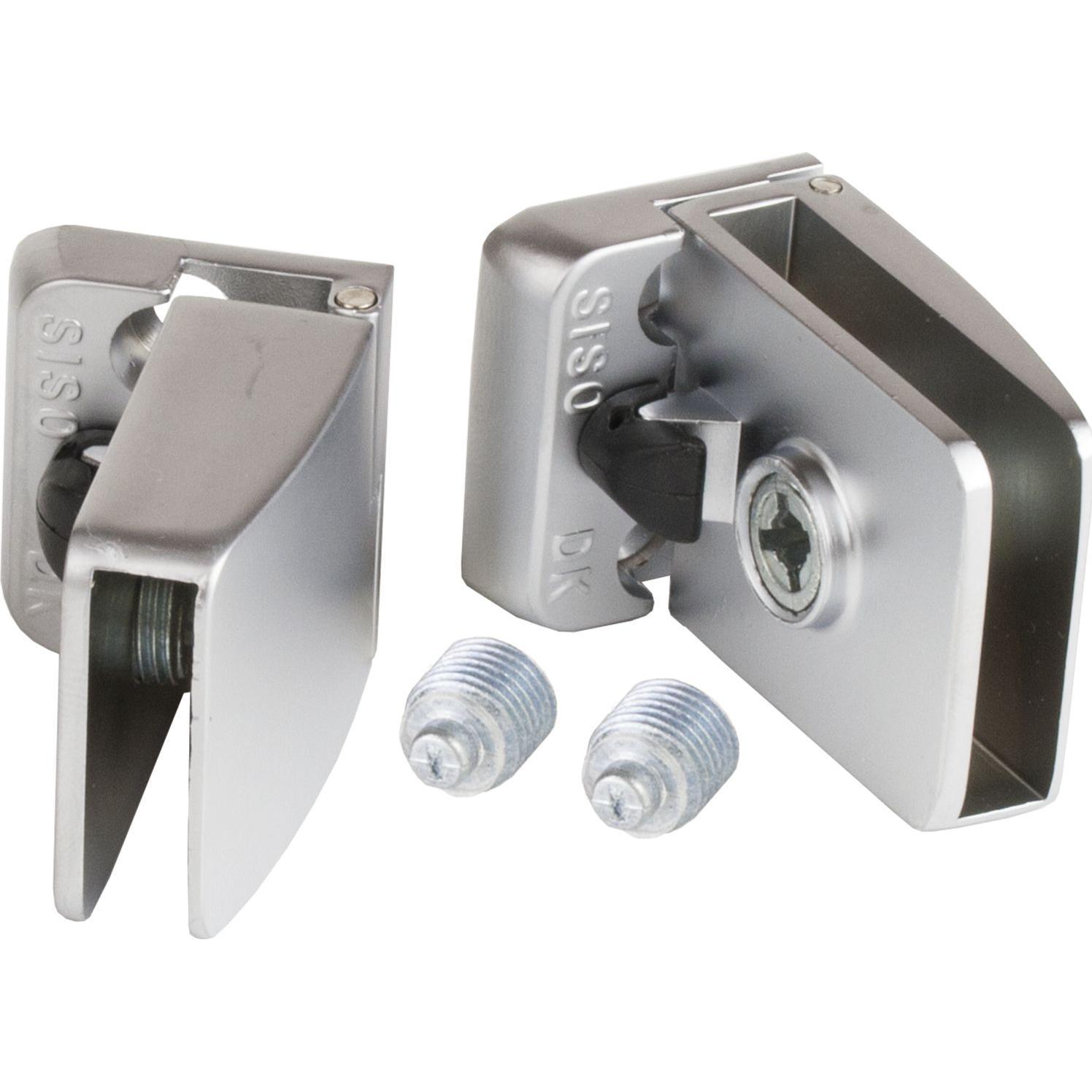 Siso, Türbeschlag + Scharnier, Glastürscharnier Square Set, Glas 4-6 mm 43x30 mm, Zink verchromt matt