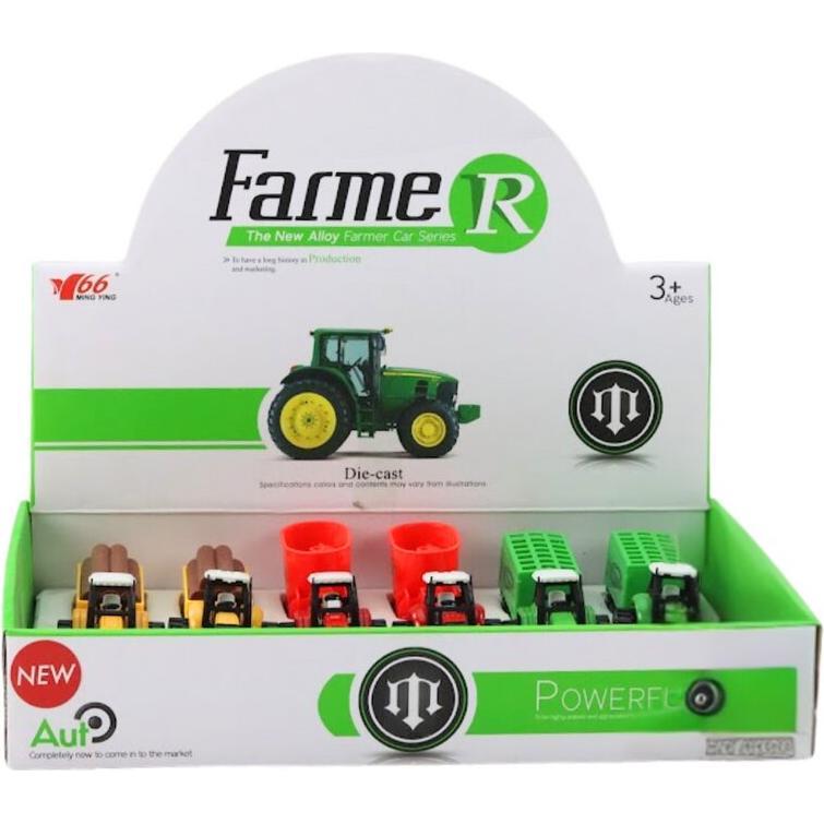 Lean Toys Traktor mit Anhänger Bagger Bulldozer Landmaschine 3 Farben