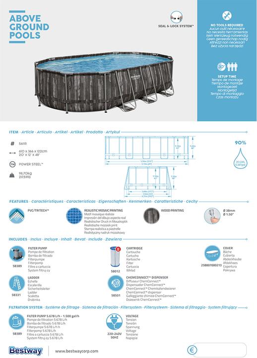 Immagine prodotto Bestway Power Steel Pool (610 x 360 x 120 cm)