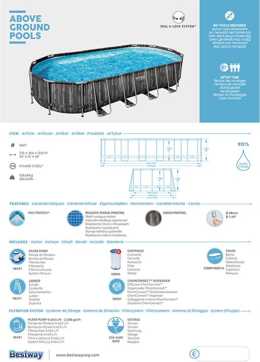 Actual product image Bestway Power Steel (732 x 366 x 122cm)