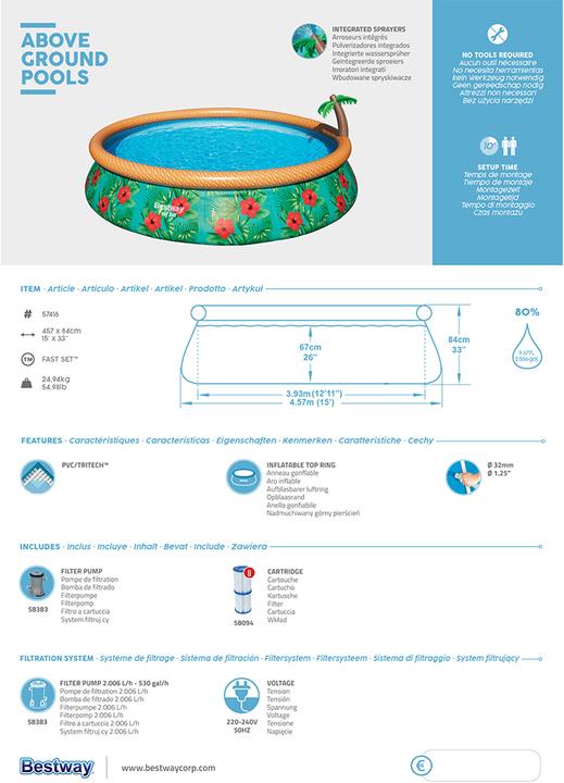 Image du produit Bestway Set rapide Pool Paradise Palms 457x84cm (457 x 84 cm)