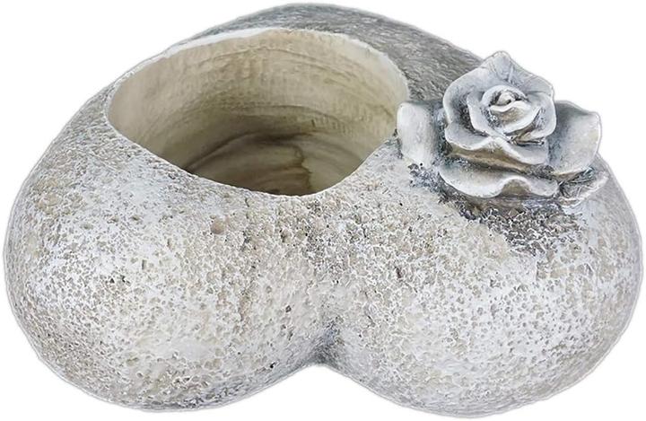 Produktbild Novaliv Grabschmuck I Herz Rose I Grau I Grabdeko Herz Grabherz grabdekoration Gedenkstein