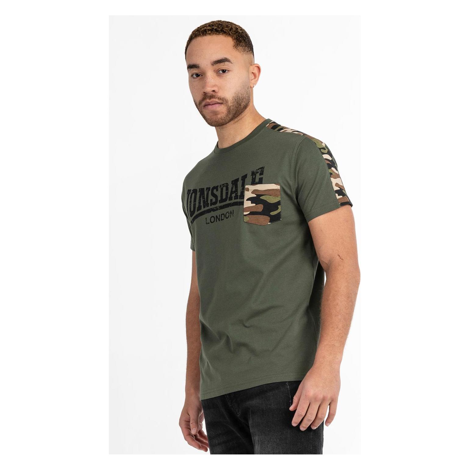 Lonsdale, Herren, Shirts, Huxter, Mehrfarbig, Grün, Schwarz, (M)