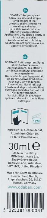 Produktbild Odaban Antitranspirant (Spray, 30 ml)