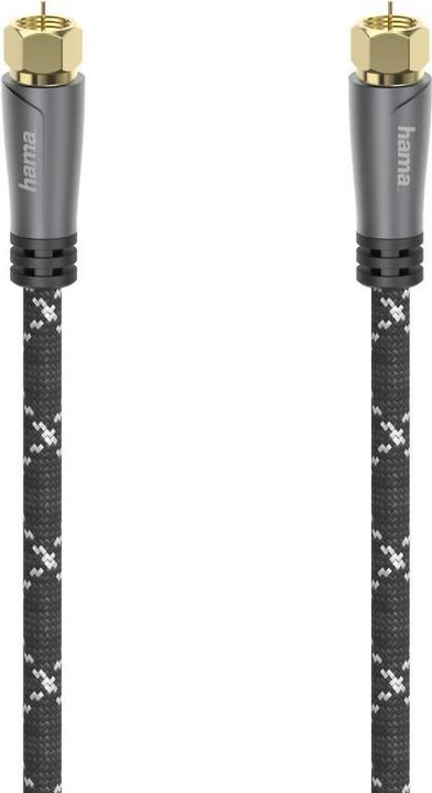 Hama SAT-aansluitkabel, F-stekker - F-stekker, metaal, verguld, 3,0 m, 120 dB (120 dB, Antennekabel)