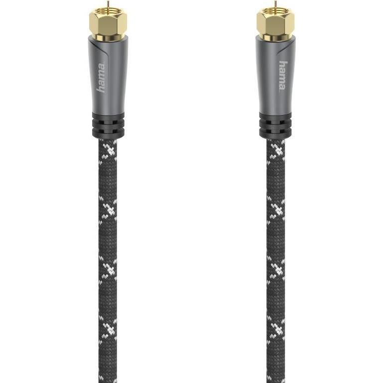 Hama SAT-Anschlusskabel, F-Stecker - F-Stecker, Metall, vergoldet, 3,0 m, 120 dB (120 dB, Antennenkabel), Antennenkabel