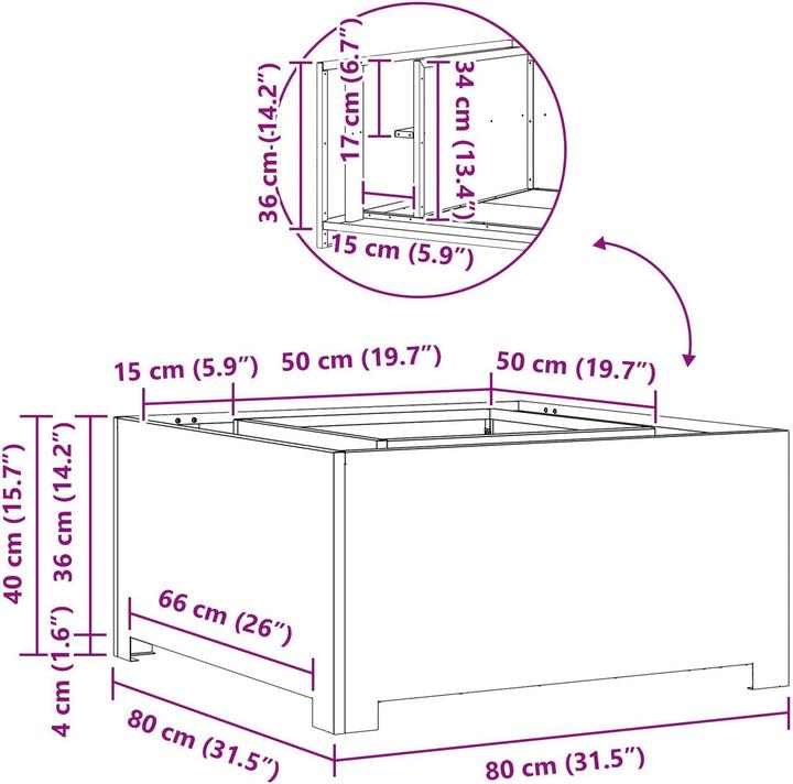 Immagine prodotto vidaXL Ciotola per il fuoco quadrata in acciaio nero