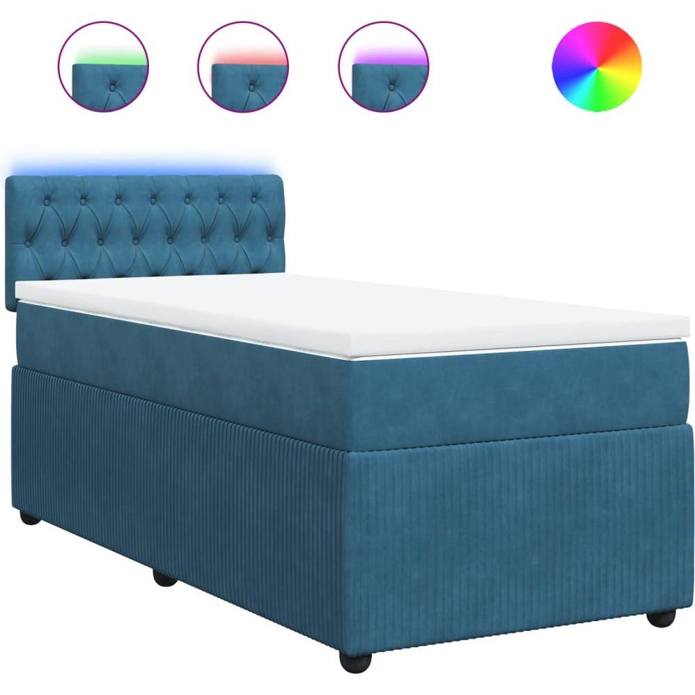 Thumbnail - VidaXL, Bett, Bo x springbett mit Matratze 90 x 190 cm Samt (90 x 190 cm)