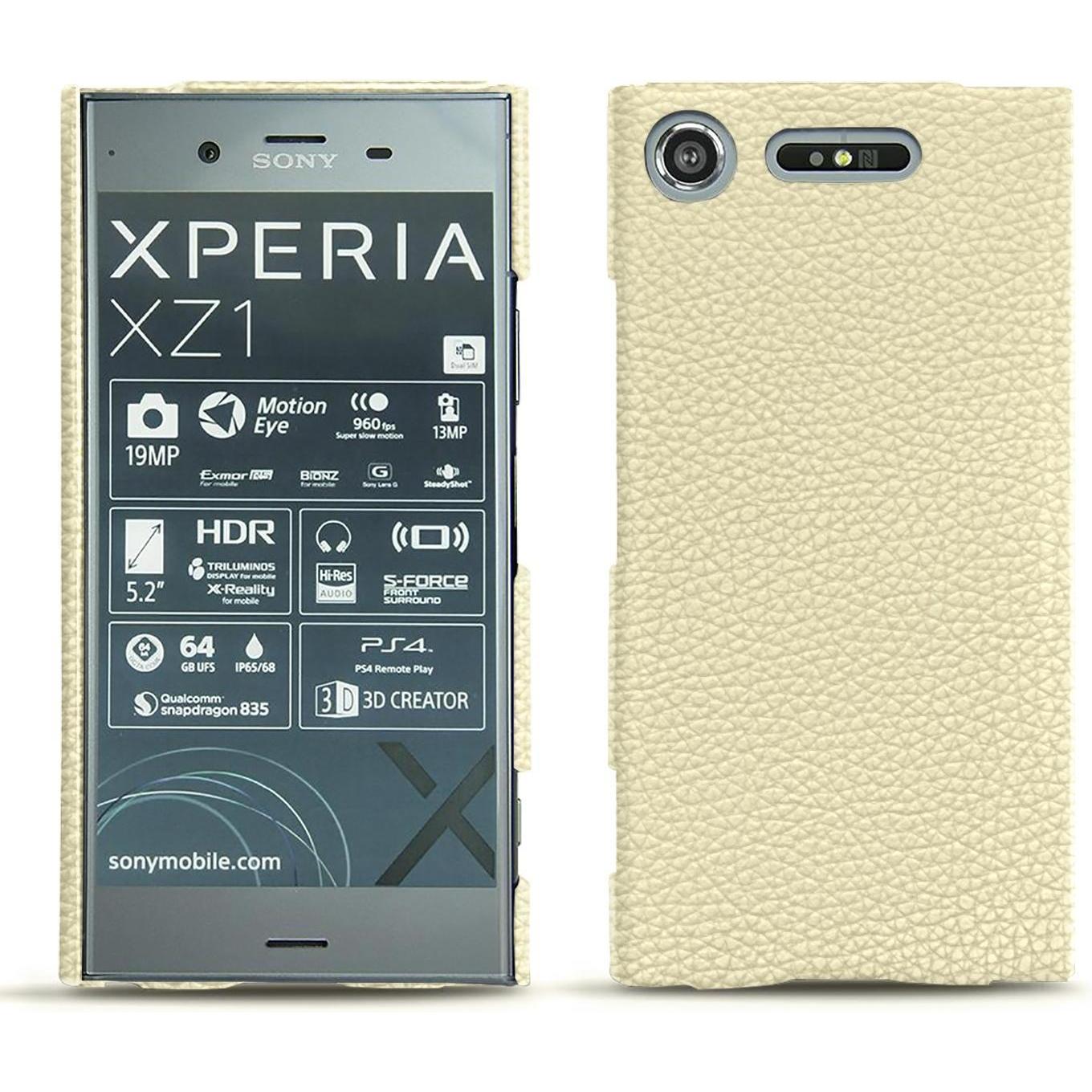 Noreve Lederschutzhülle (Sony Xperia XZ1), Smartphone Hülle, Weiss