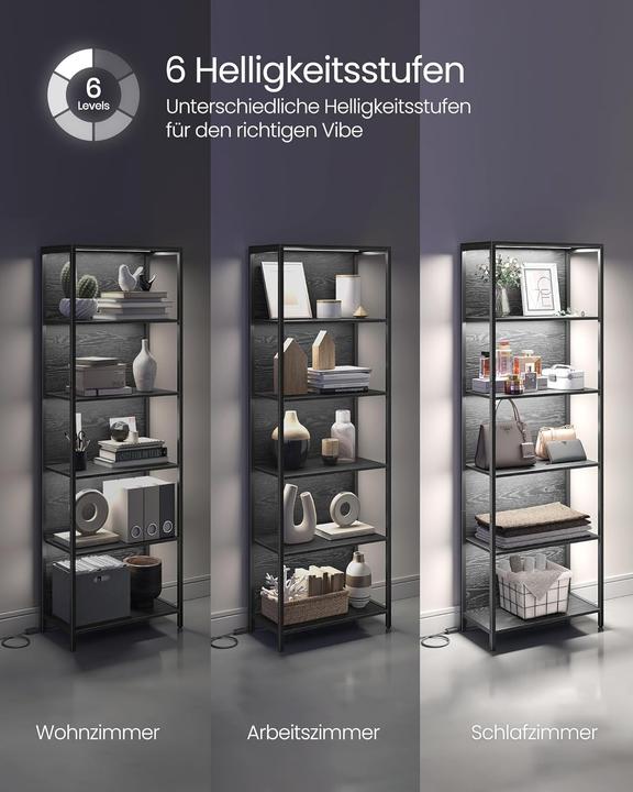 Produktbild Songmics Bücherregal mit LED-Beleuchtung (60 x 30.30 x 178.60 cm)