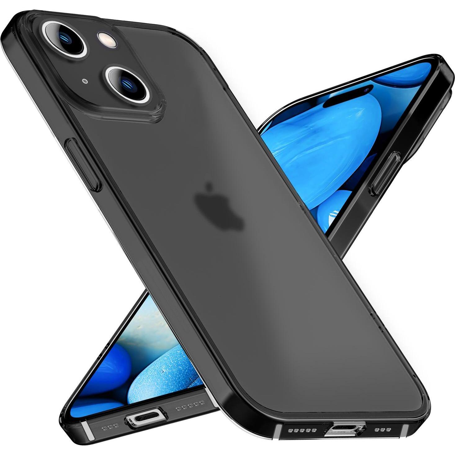 Nalia Halb-Klare Harte Hülle (Apple iPhone 15), Smartphone Hülle, Schwarz