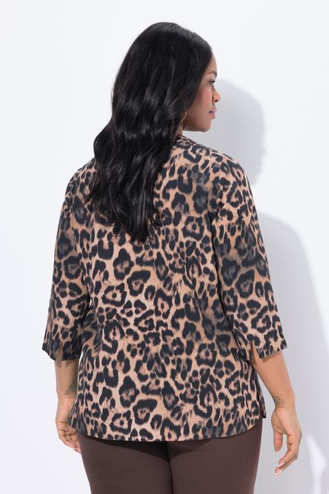 Actual product image Ulla Popken Leopard Print 3/4 Sleeve Lyocell Blouse (58)