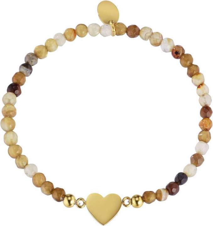 Immagine prodotto Bijouteria Bracciale (19 cm, Acciaio inossidabile, Agata, Rivestimento in PVD (colore oro))
