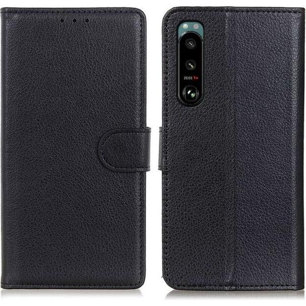 Thumbnail - MU Classic Litchi Leder Bookcover Series (Sony Xperia 5 III), Smartphone Hülle, Schwarz