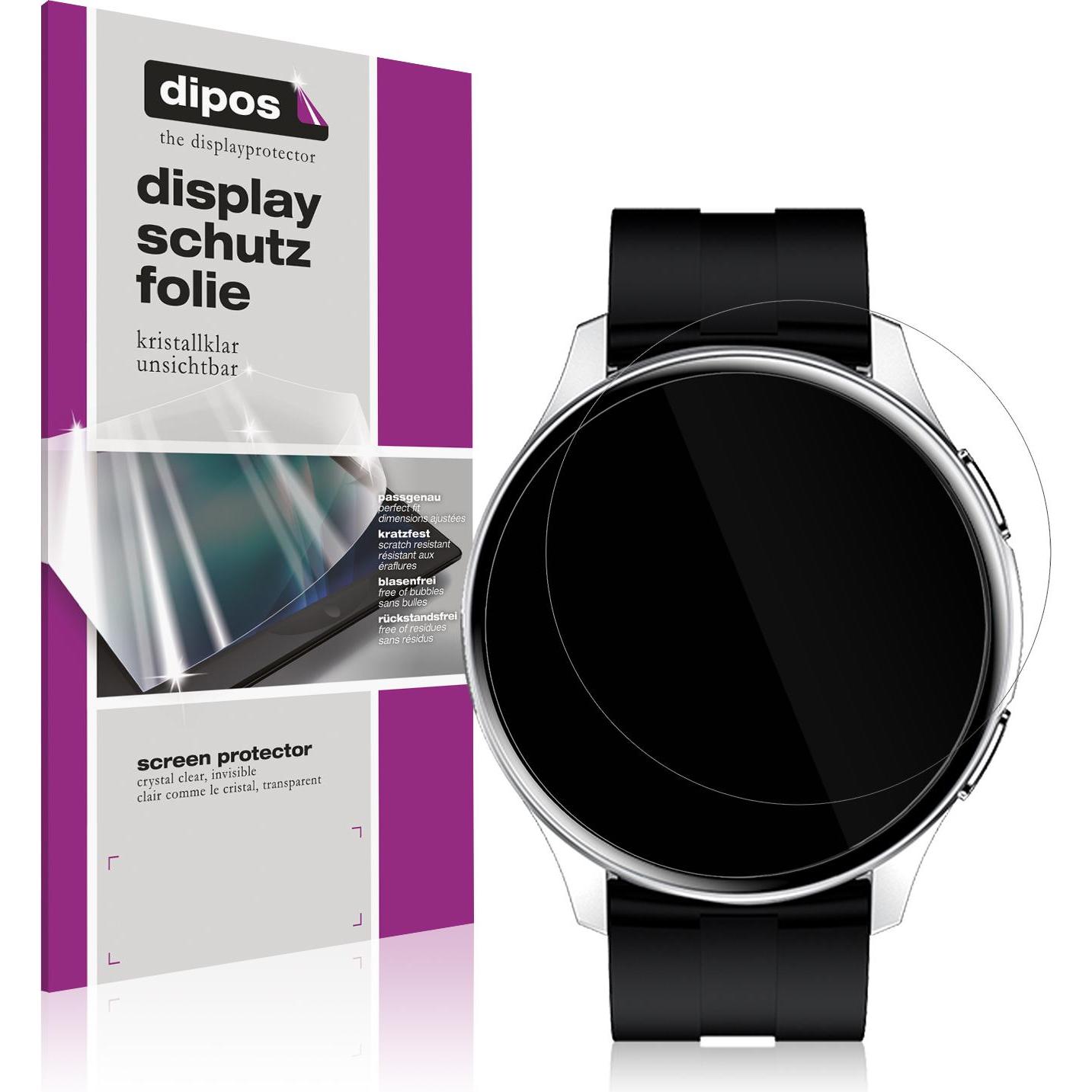 Dipos Displayschutzfolie Crystalclear, Smartwatch Schutzfolie, Transparent