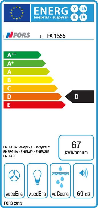 Label énergétique Fors FA1560 W (Hotte à tiroir)