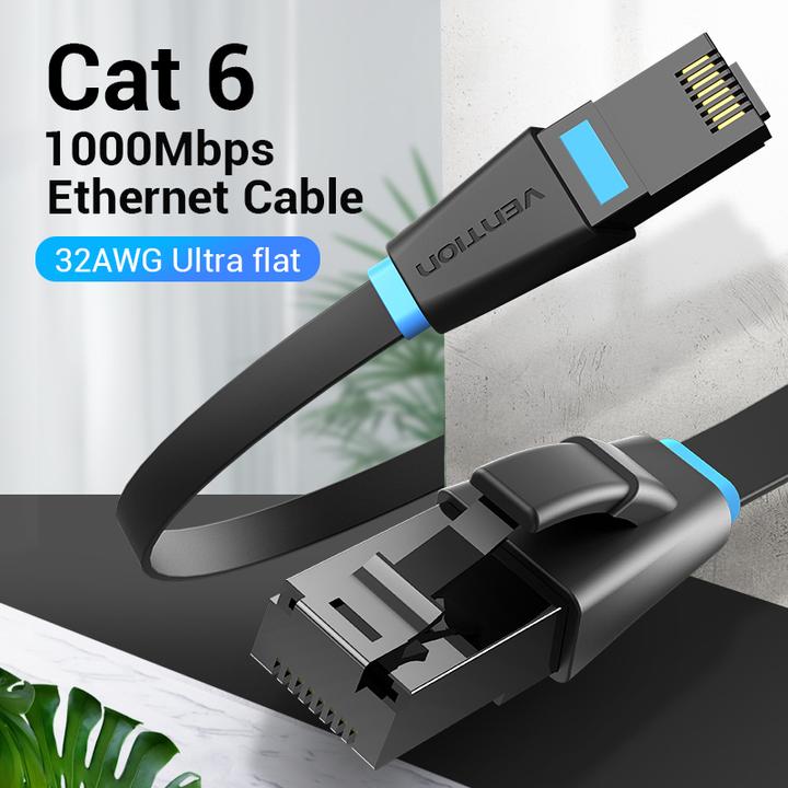 Produktbild Vention Flat UTP Category 6 Network Cable IBJBN 15m Black (CAT6, 15 m)