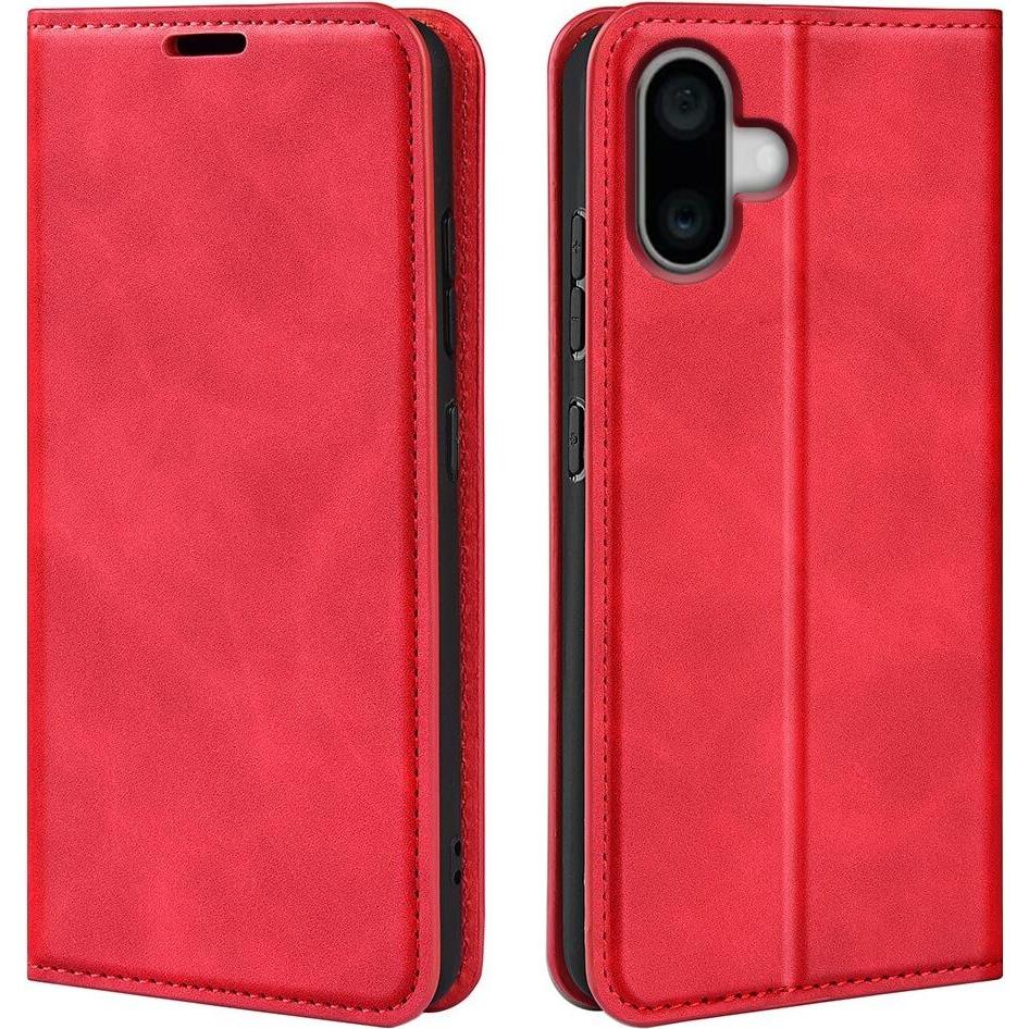 Cover-Discount iPhone 16 Plus - Stand Flip Case Hülle (Apple iPhone 16 Plus), Smartphone Hülle, Rot