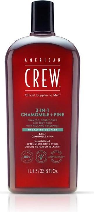 Produktbild American Crew 3-in-1 Chamomile & Pine Shampoo, Conditioner & Body Wash (1000 ml, Flüssiges Shampoo)